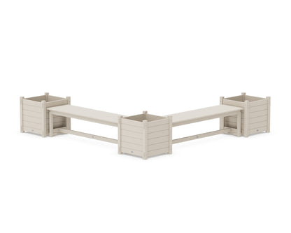 POLYWOOD® 60" Nautical L- Shaped Planter Bench Corner Set - Large in Sand