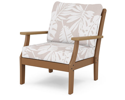 POLYWOOD® Braxton Deep Seating Chair in Teak / Natural / Leaf Dune Burlap