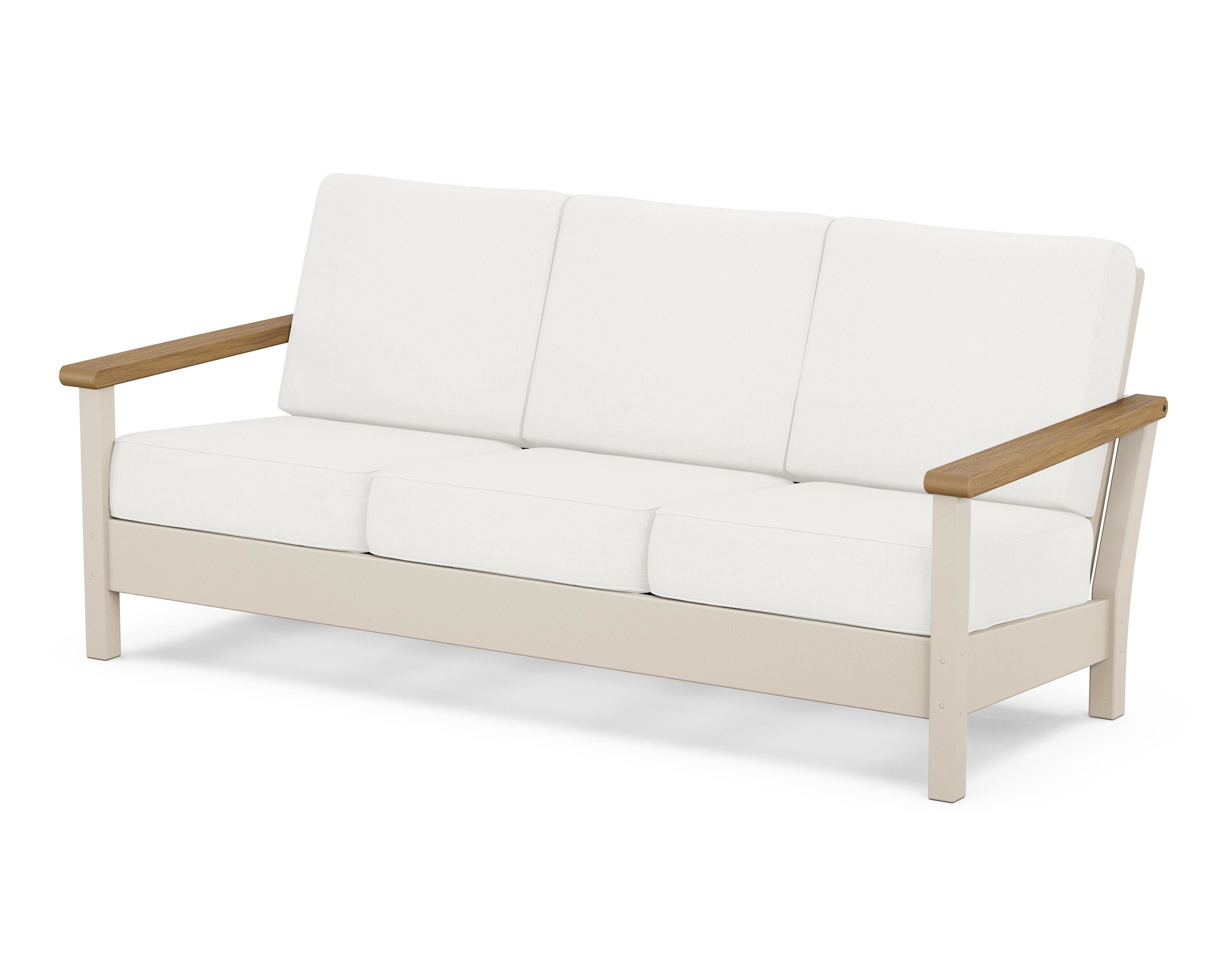 POLYWOOD® Harbour Deep Seating Sofa in Sand / Natural / Natural Linen