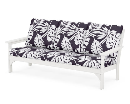 POLYWOOD® Vineyard Deep Seating Sofa in Vintage White / Leaf Navy
