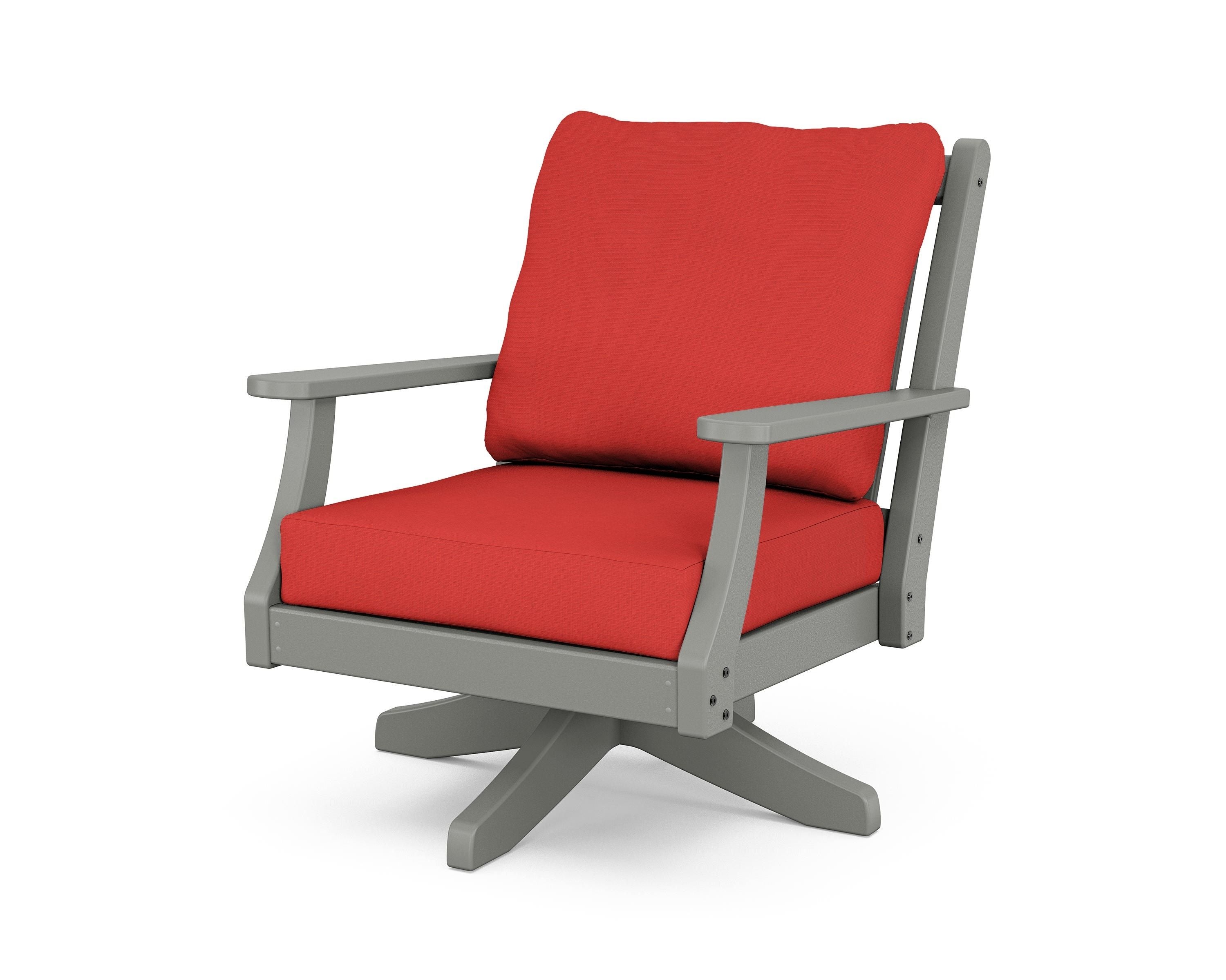 Country Living Wovendale Deep Seating Swivel Chair in Slate Grey / Crimson Linen