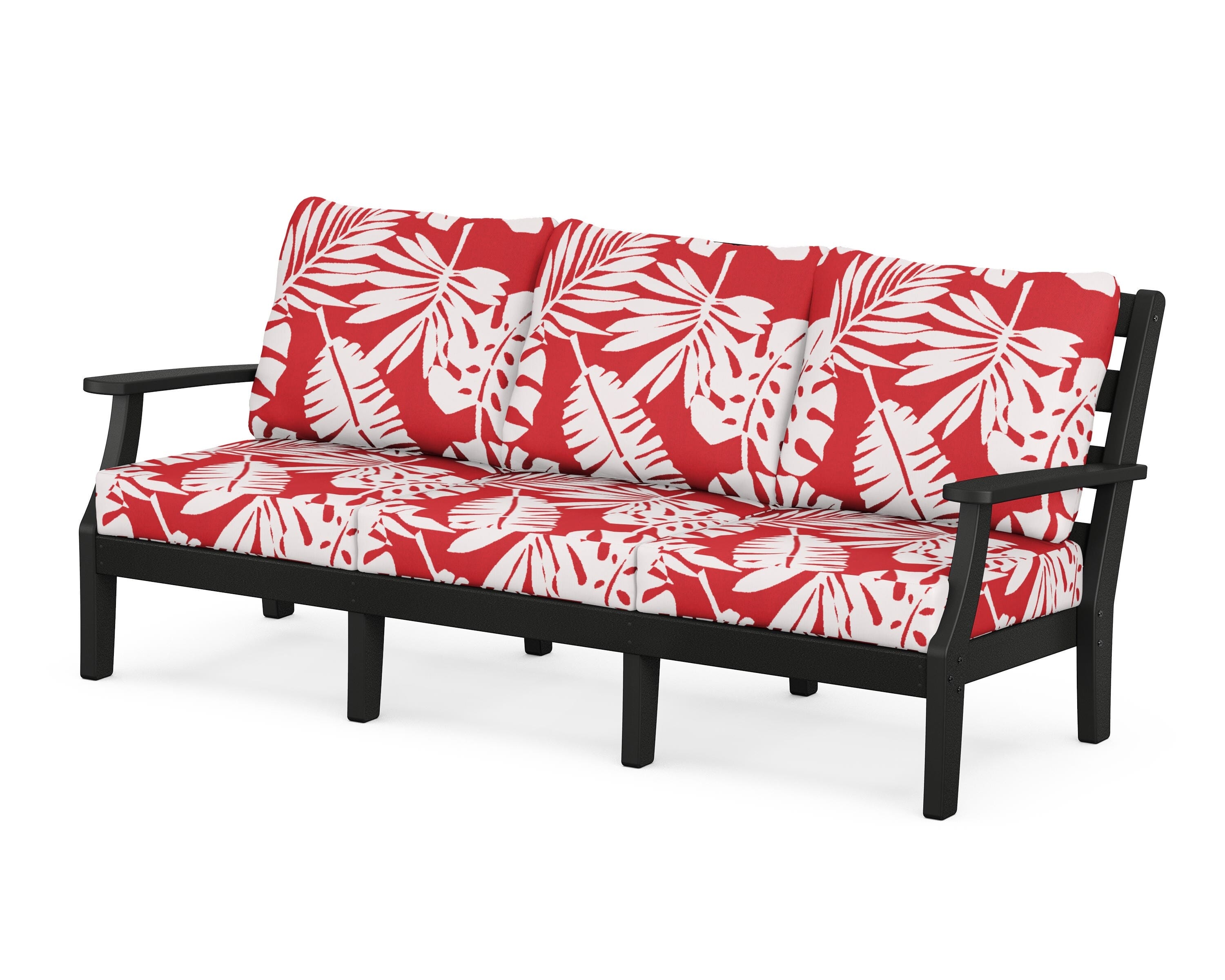 POLYWOOD® Chesapeake Deep Seating Sofa in Black / Leaf Crimson