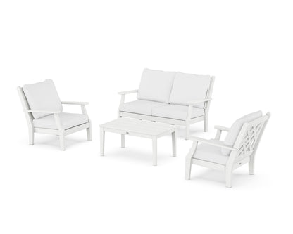 Country Living Wovendale 4-Piece Deep Seating Set with Loveseat in White / Natural