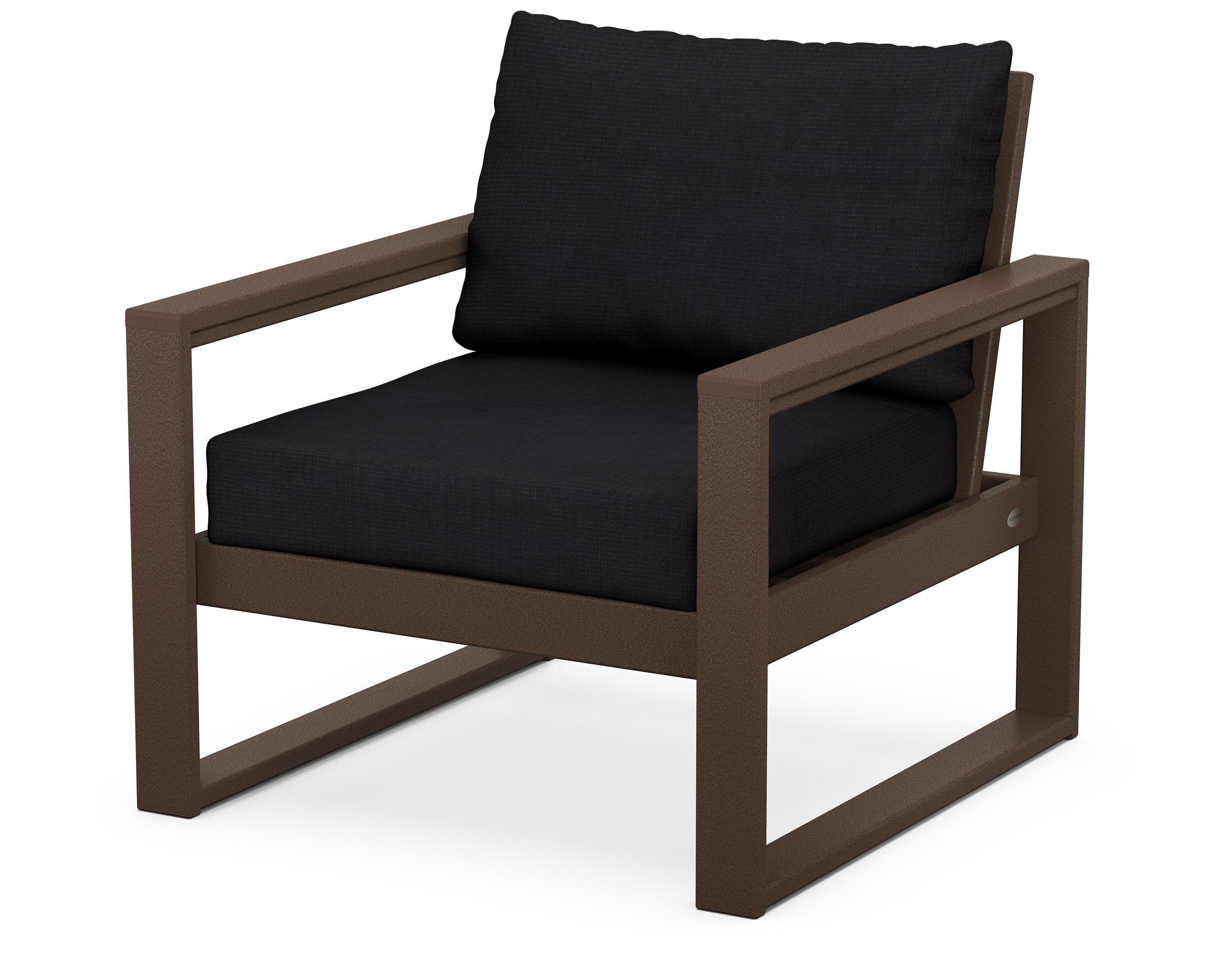 POLYWOOD® EDGE Club Chair in Mahogany / Midnight Linen