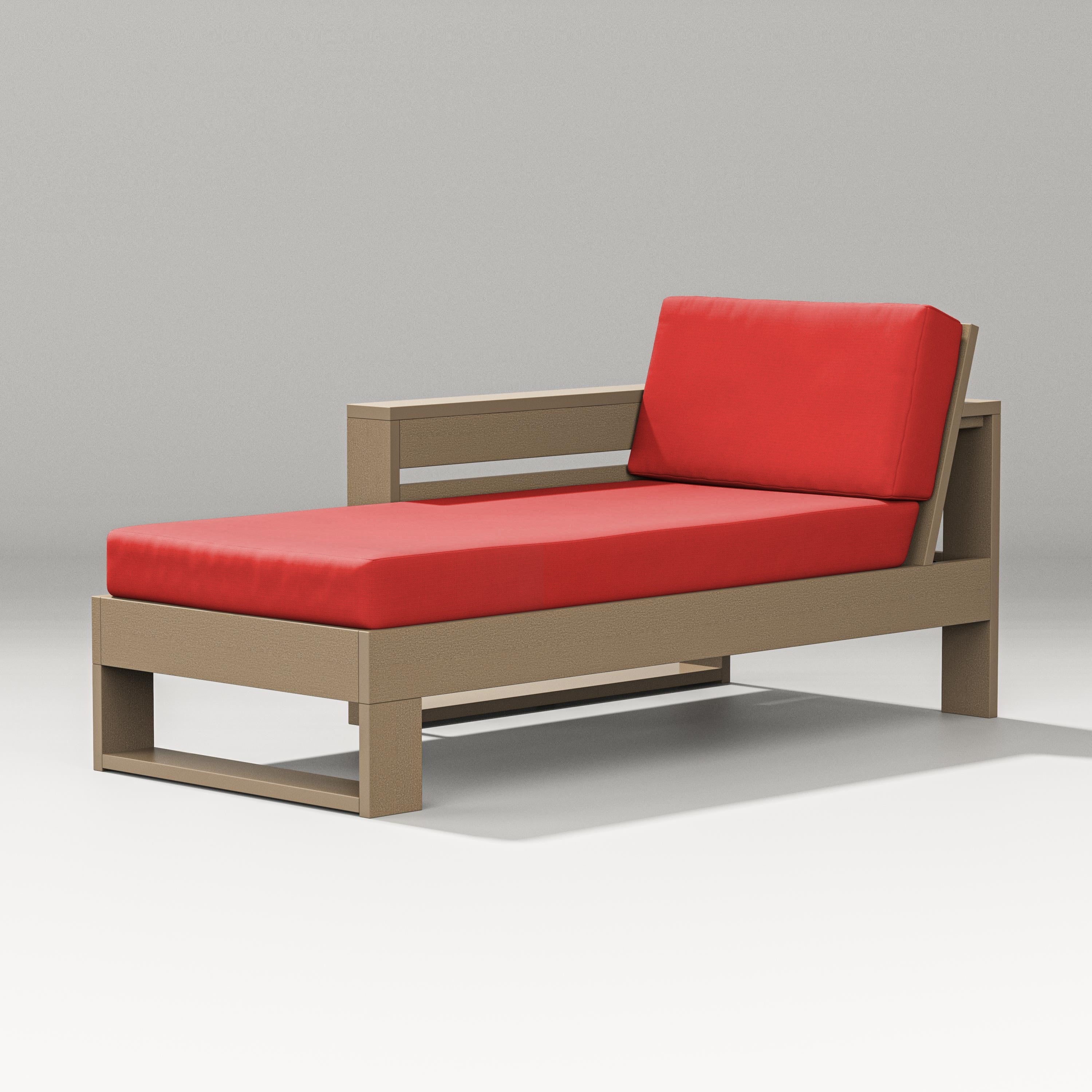 PW Designer Series Latitude Modular Left Arm Chaise in Vintage Sahara / Crimson Linen