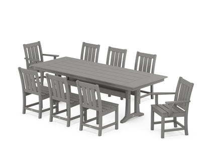 POLYWOOD® Oxford 9-Piece Farmhouse Dining Set with Trestle Legs in Slate Grey