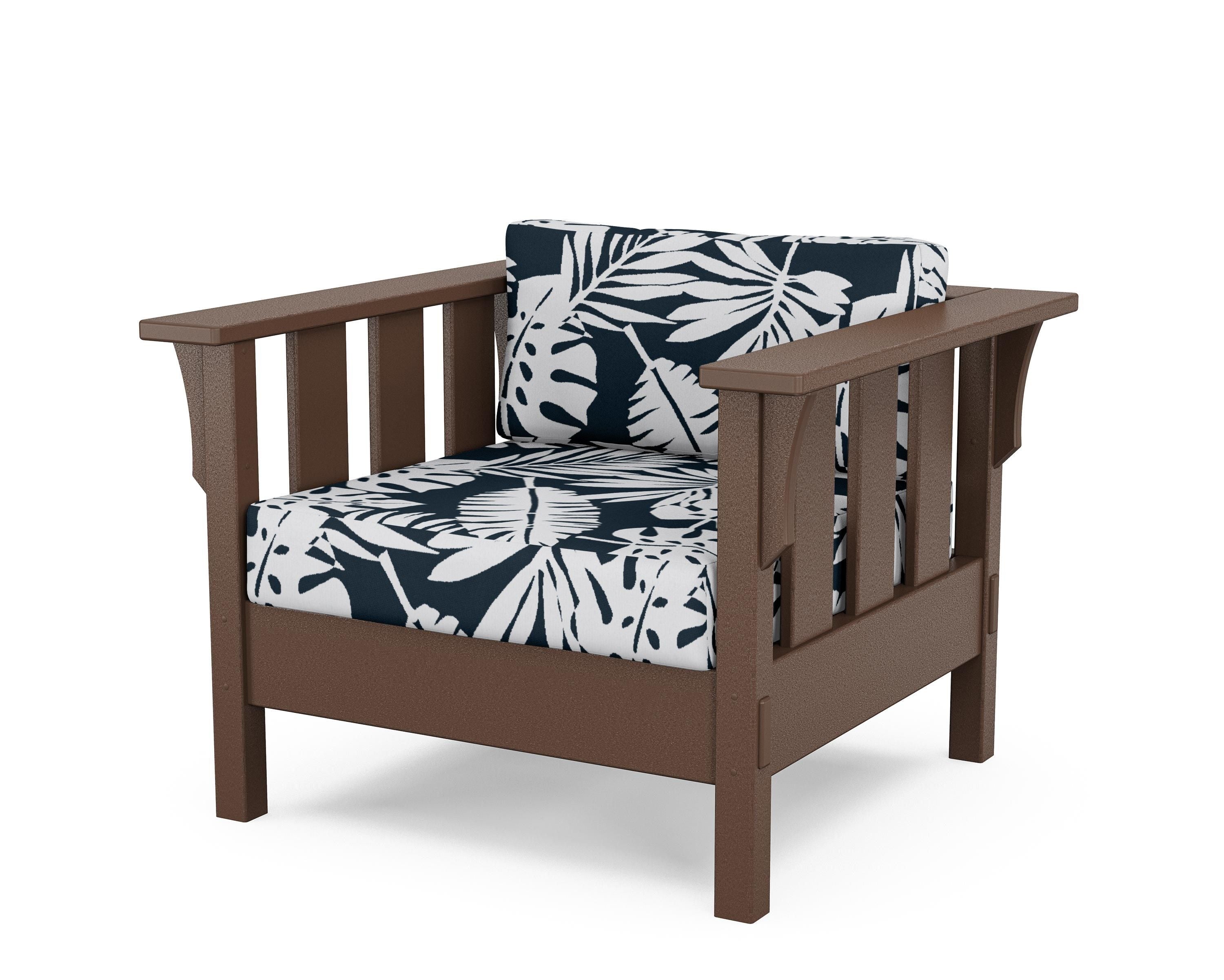 Martha Stewart by POLYWOOD® Acadia Deep Seating Chair in Mahogany / Leaf Marine Indigo