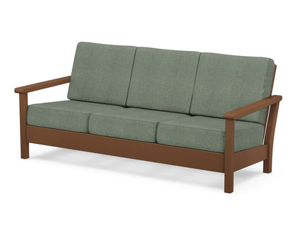 POLYWOOD® Harbour Deep Seating Sofa in Teak / Cast Sage