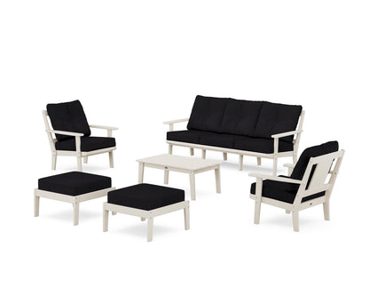 POLYWOOD® Prairie 6-Piece Lounge Sofa Set in Sand / Midnight Linen