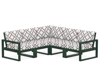 POLYWOOD® EDGE 5-Piece Modular Deep Seating Set in Green / Trellis Grey Mist