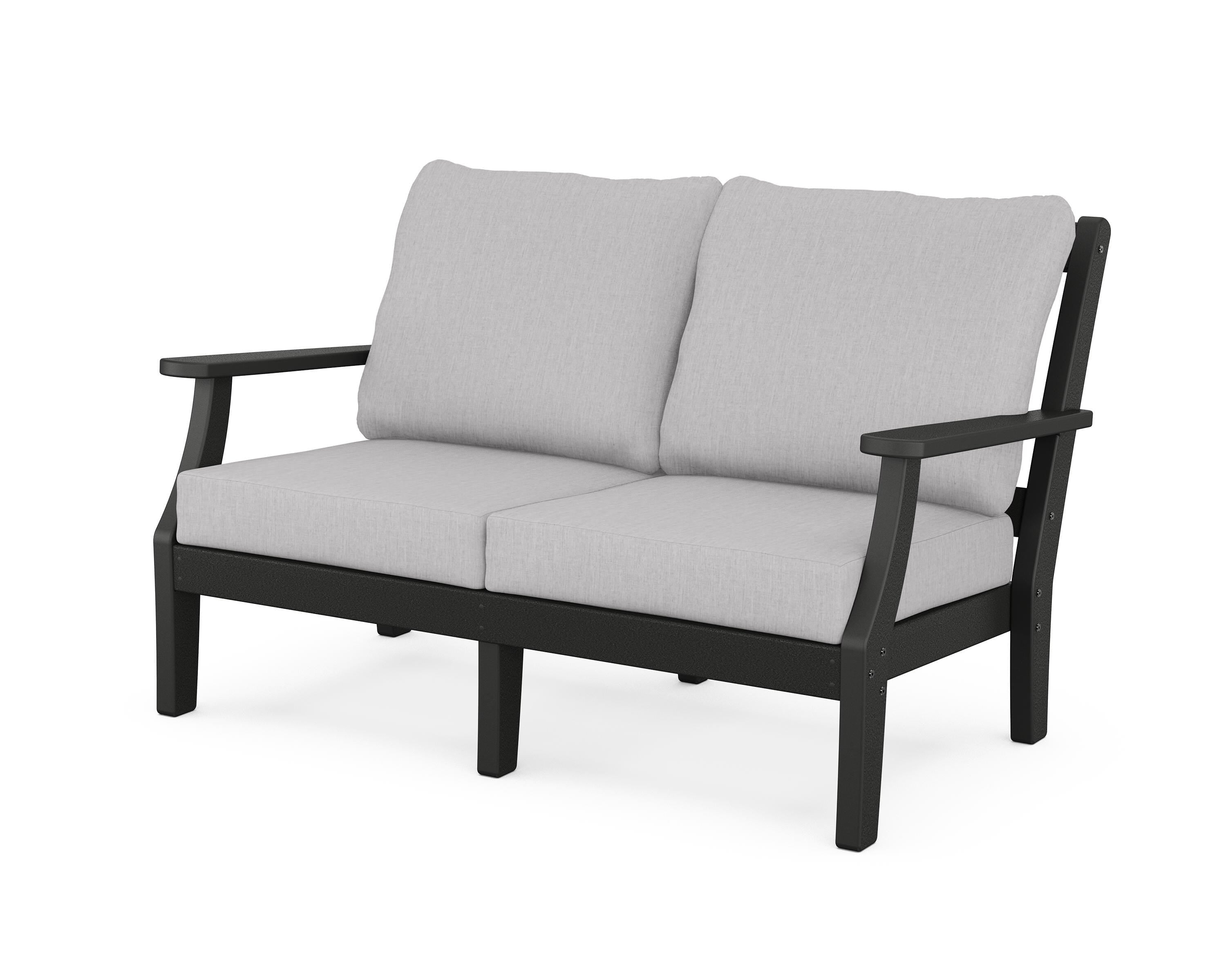 Martha Stewart by POLYWOOD® Chinoiserie Deep Seating Loveseat in Black / Granite