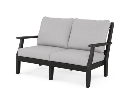 Martha Stewart by POLYWOOD® Chinoiserie Deep Seating Loveseat in Black / Granite