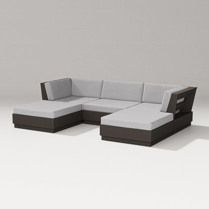 PW Designer Series Elevate Double Chaise Sectional in Vintage Coffee / Granite