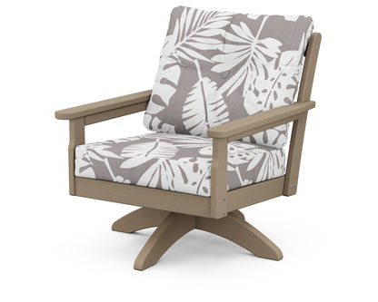 POLYWOOD® Vineyard Deep Seating Swivel Chair in Vintage Sahara / Leaf Grey Mist