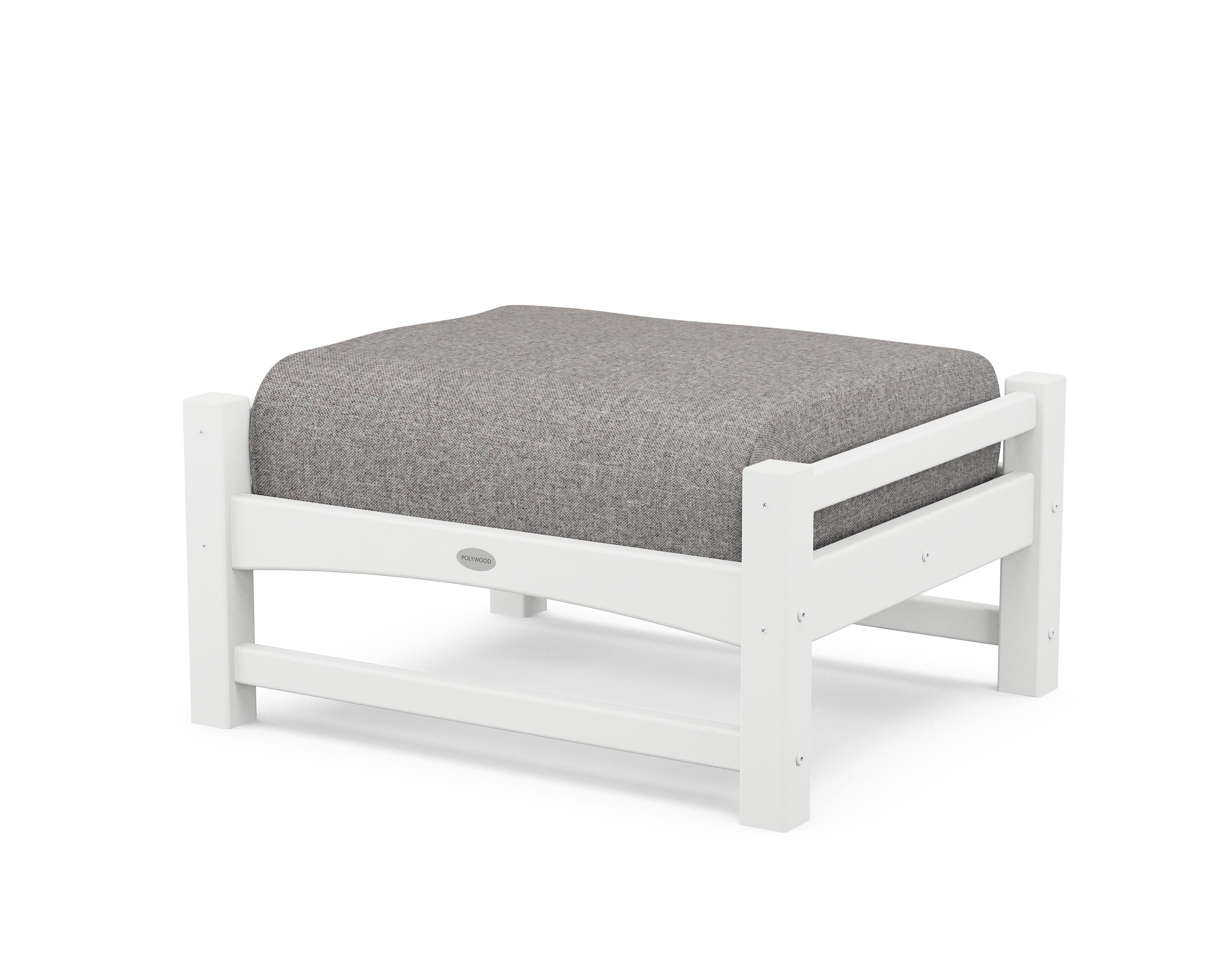 POLYWOOD® Club Ottoman in White / Grey Mist