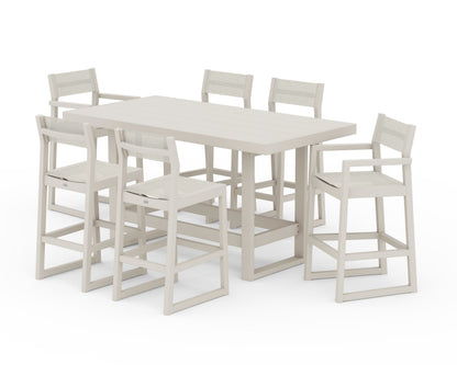 POLYWOOD® EDGE Sling 7-Piece Bar Table Set in Sand / Parchment Sling