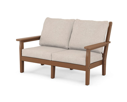POLYWOOD® Chippendale Deep Seating Loveseat in Teak / Blend Linen
