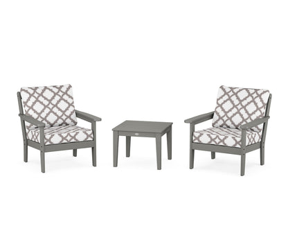 Country Living Cottage 3-Piece Deep Seating Set in Slate Grey / Trellis Grey Mist