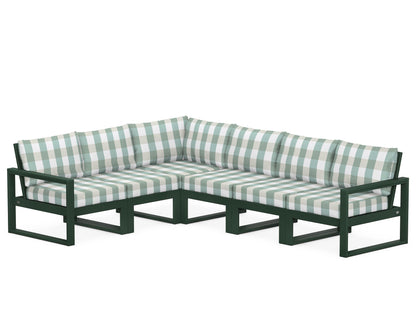 POLYWOOD® EDGE 6-Piece Modular Deep Seating Set in Green / Buffalo Plaid Glacier Spa