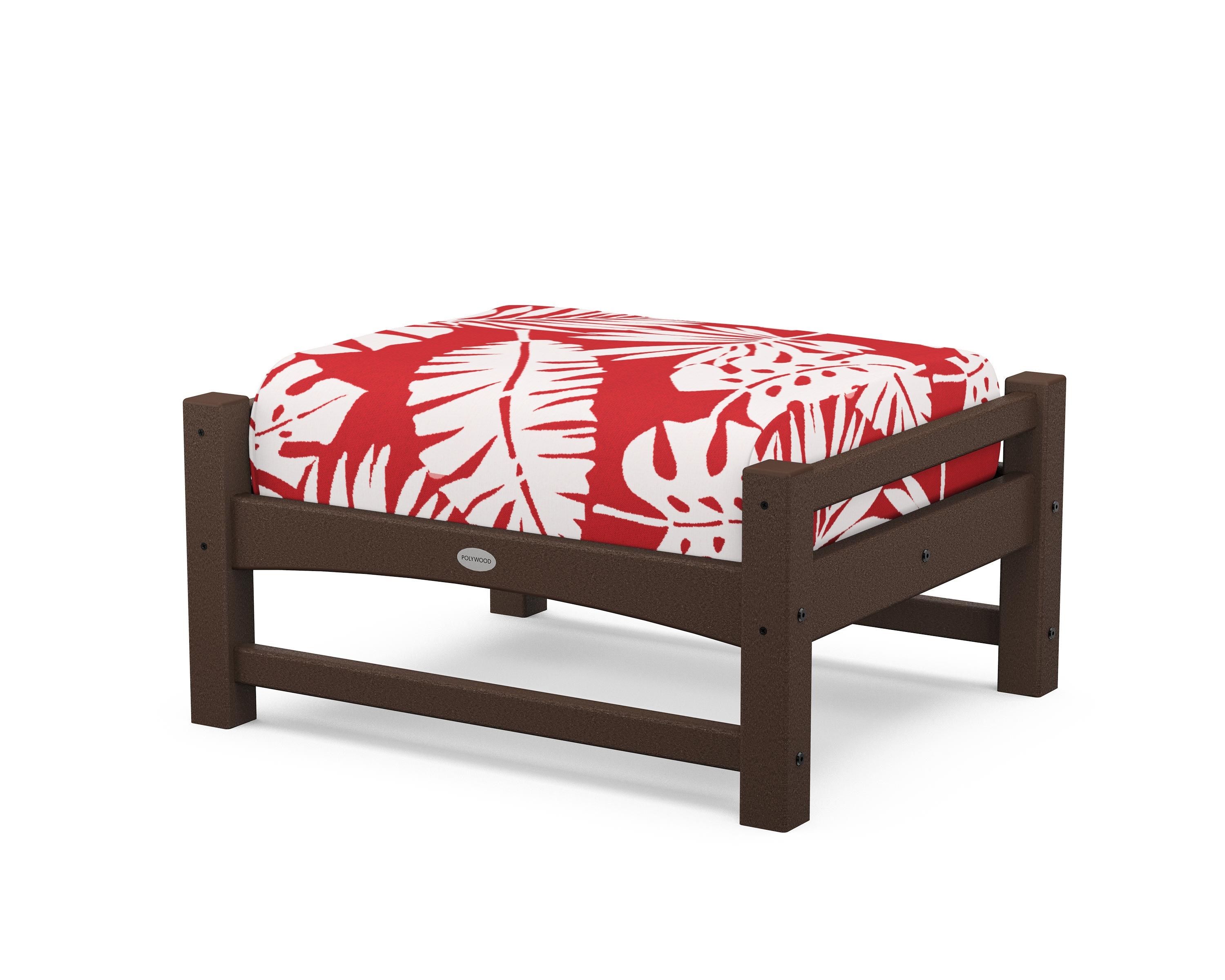 POLYWOOD® Club Ottoman in Mahogany / Leaf Crimson