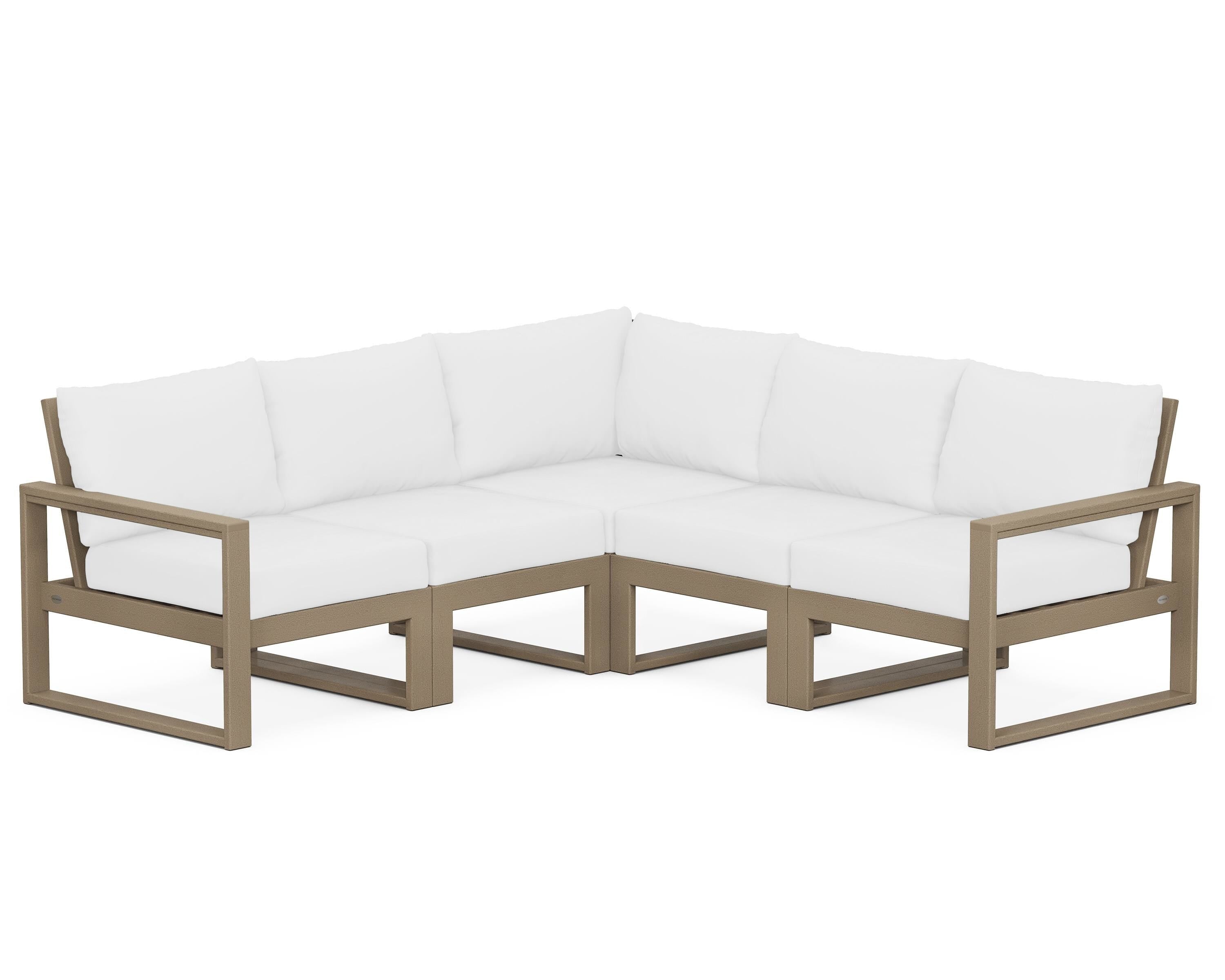 POLYWOOD® EDGE 5-Piece Modular Deep Seating Set in Vintage Sahara / Natural