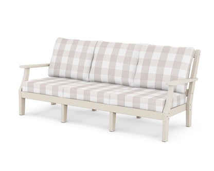 Martha Stewart by POLYWOOD® Chinoiserie Deep Seating Sofa in Sand / Buffalo Plaid Dune Burlap