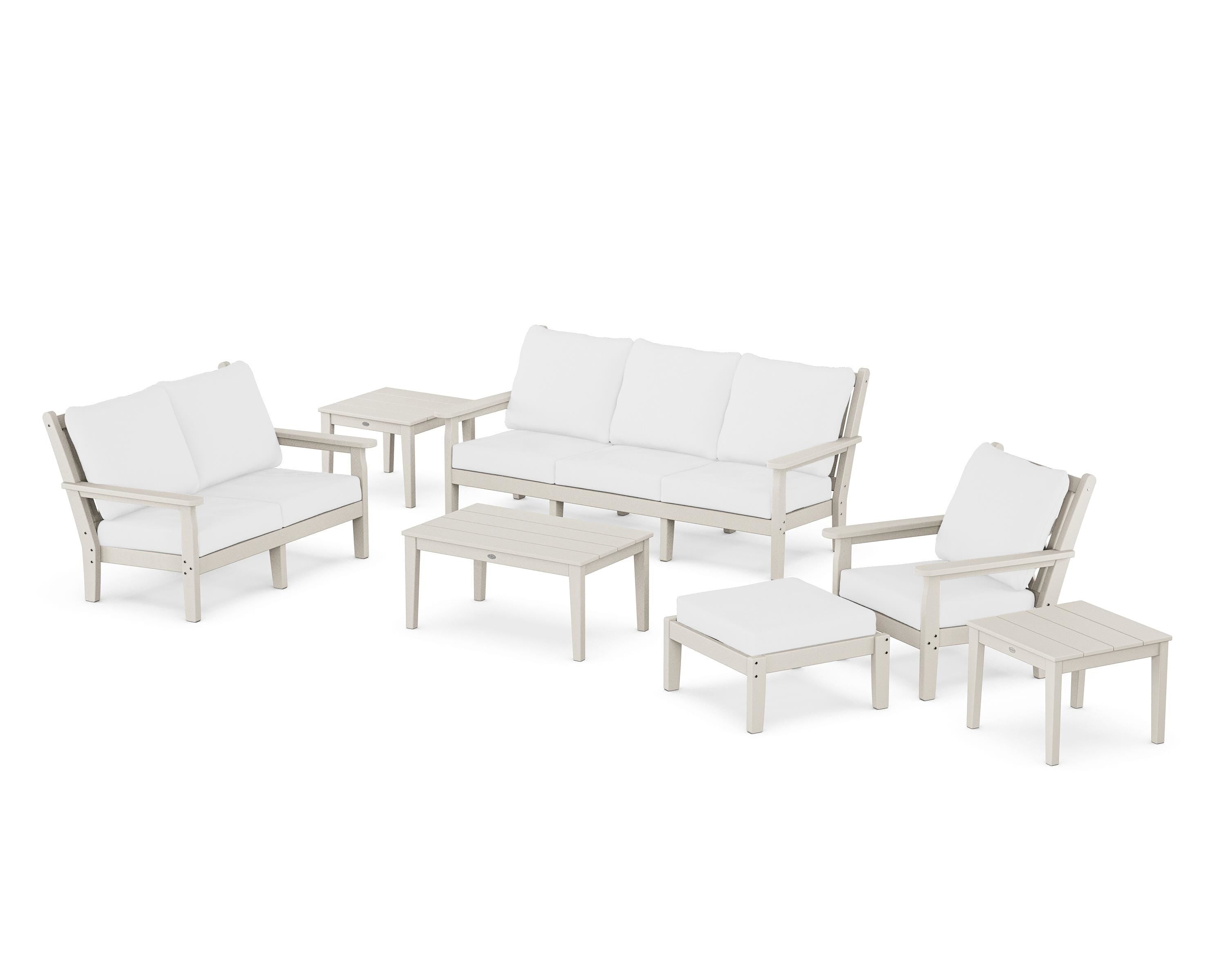 POLYWOOD® Chippendale 7-Piece Deep Seating Set in Sand / Natural