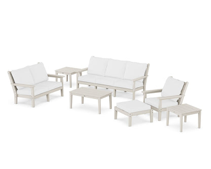 POLYWOOD® Chippendale 7-Piece Deep Seating Set in Sand / Natural