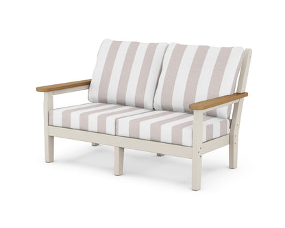 POLYWOOD® Chippendale Deep Seating Loveseat in Sand / Natural / Cabana Stripe Dune Burlap