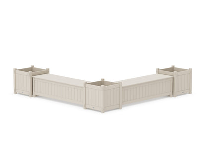 POLYWOOD® 60" Vineyard L- Shaped Planter Storage Bench Corner Set- Large in Sand