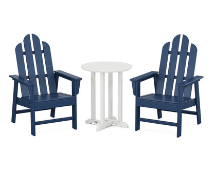 POLYWOOD® Long Island 3-Piece Round Bistro Dining Set in Navy / White