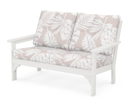 POLYWOOD® Vineyard Deep Seating Loveseat in Vintage White / Leaf Dune Burlap