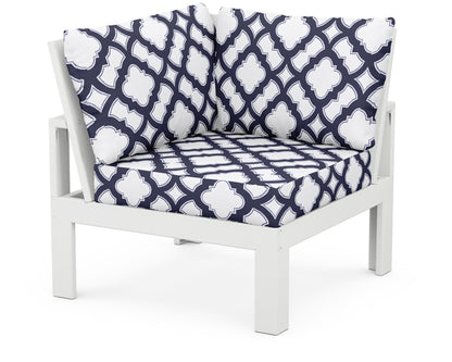 Unbranded Modular Corner Chair in White / Trellis Navy