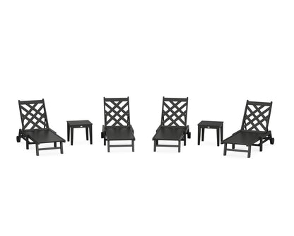 Country Living Wovendale 6-Piece Chaise Set with Wheels in Black