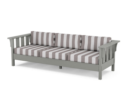 Martha Stewart by POLYWOOD® Acadia Deep Seating Sofa in Slate Grey / Cabana Stripe Grey Mist