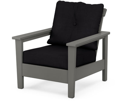 POLYWOOD® Prescott Deep Seating Chair in Slate Grey / Midnight Linen