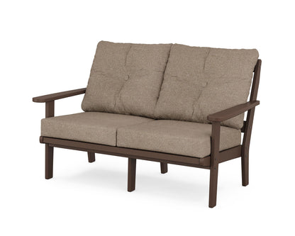 POLYWOOD® Mission Deep Seating Loveseat in Mahogany / Spiced Burlap