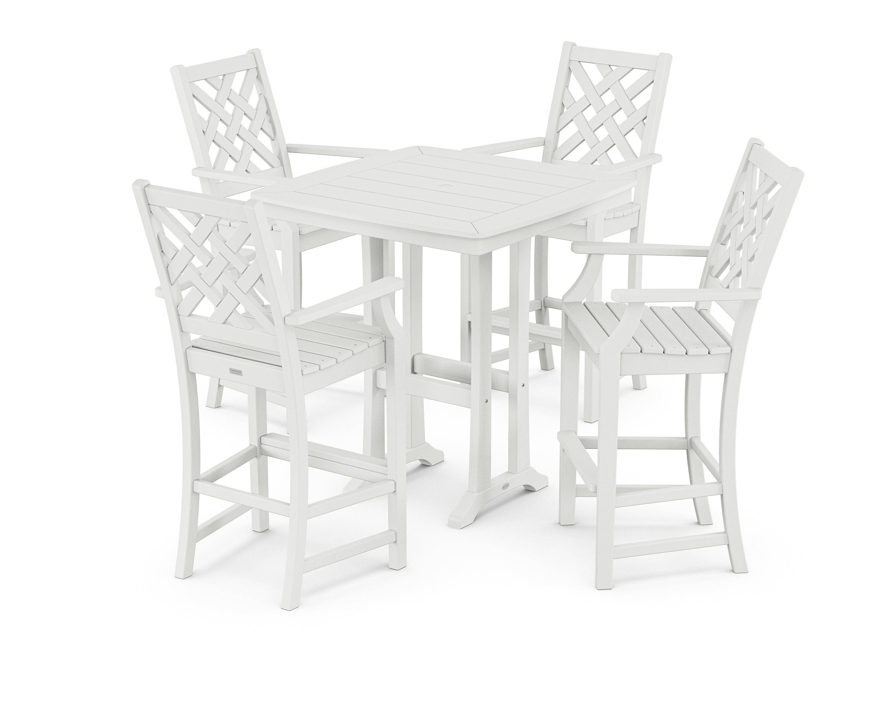 Country Living Wovendale 5-Piece Bar Set with Trestle Legs in White