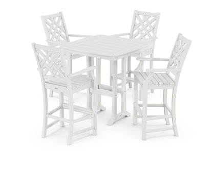 Country Living Wovendale 5-Piece Bar Set with Trestle Legs in White