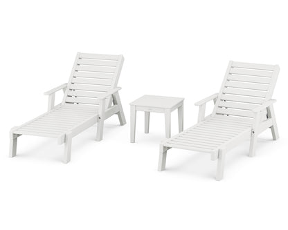 POLYWOOD® Captain Chaise 3-Piece Set with Arms in White