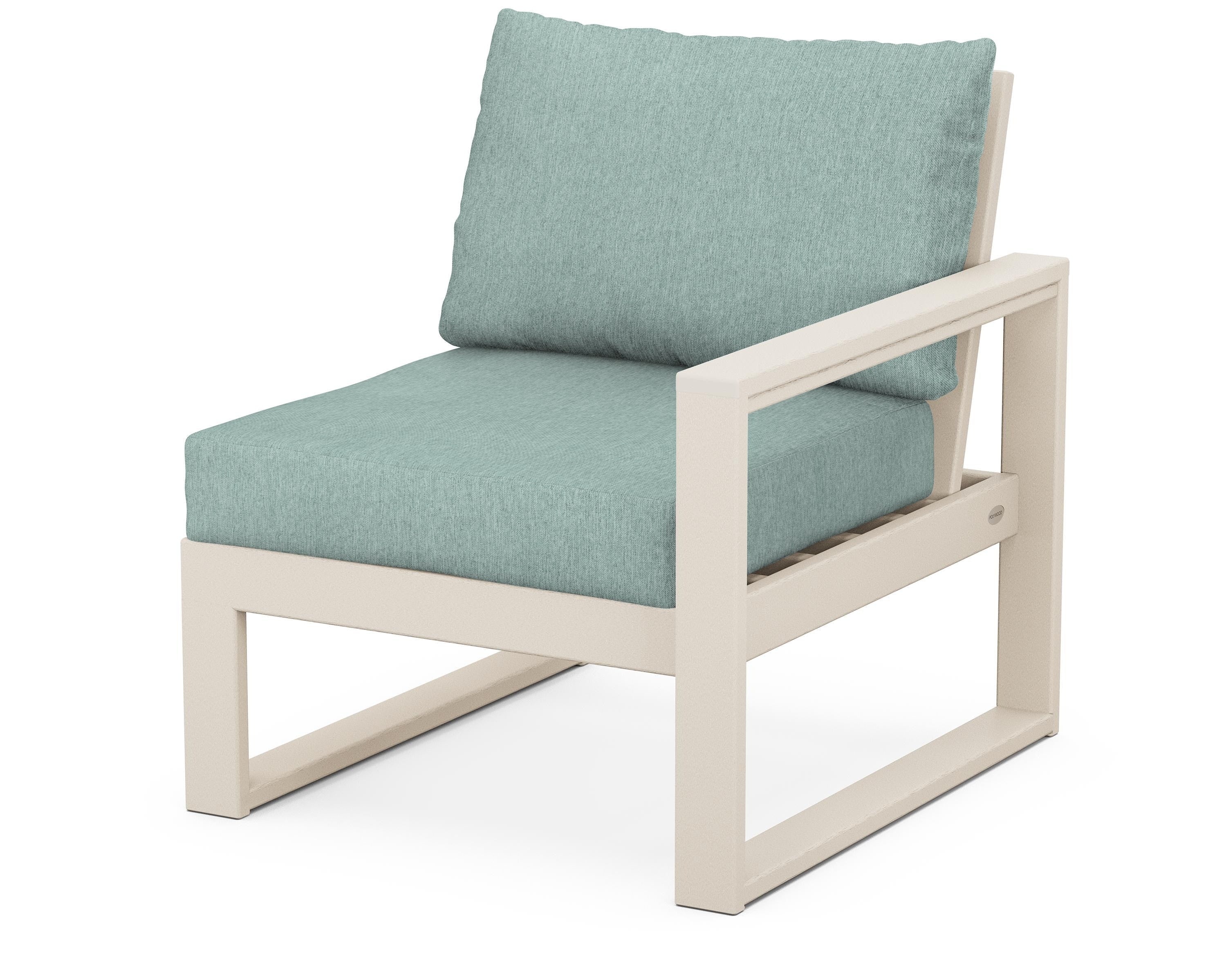 POLYWOOD® EDGE Modular Right Arm Chair in Sand / Glacier Spa