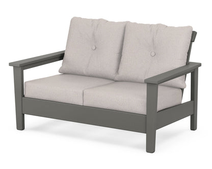 POLYWOOD® Prescott Deep Seating Loveseat in Slate Grey / Dune Burlap