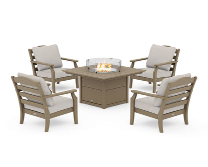 Draper James™ by  POLYWOOD® Savannah 5-Piece Deep Seating Set with Fire Pit Table in Vintage Sahara / Cast Ash