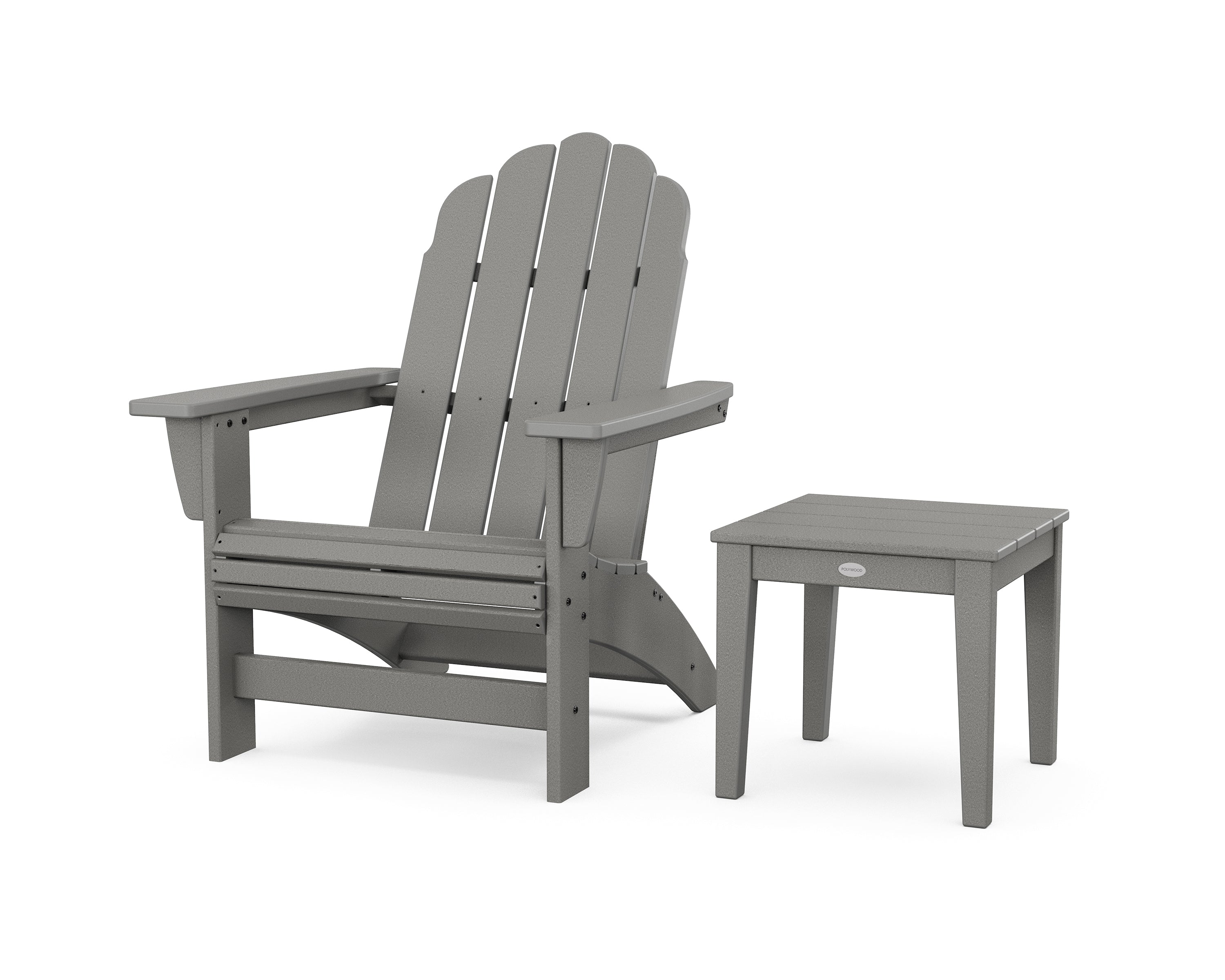 POLYWOOD® Vineyard Grand Adirondack Chair with Side Table in Slate Grey