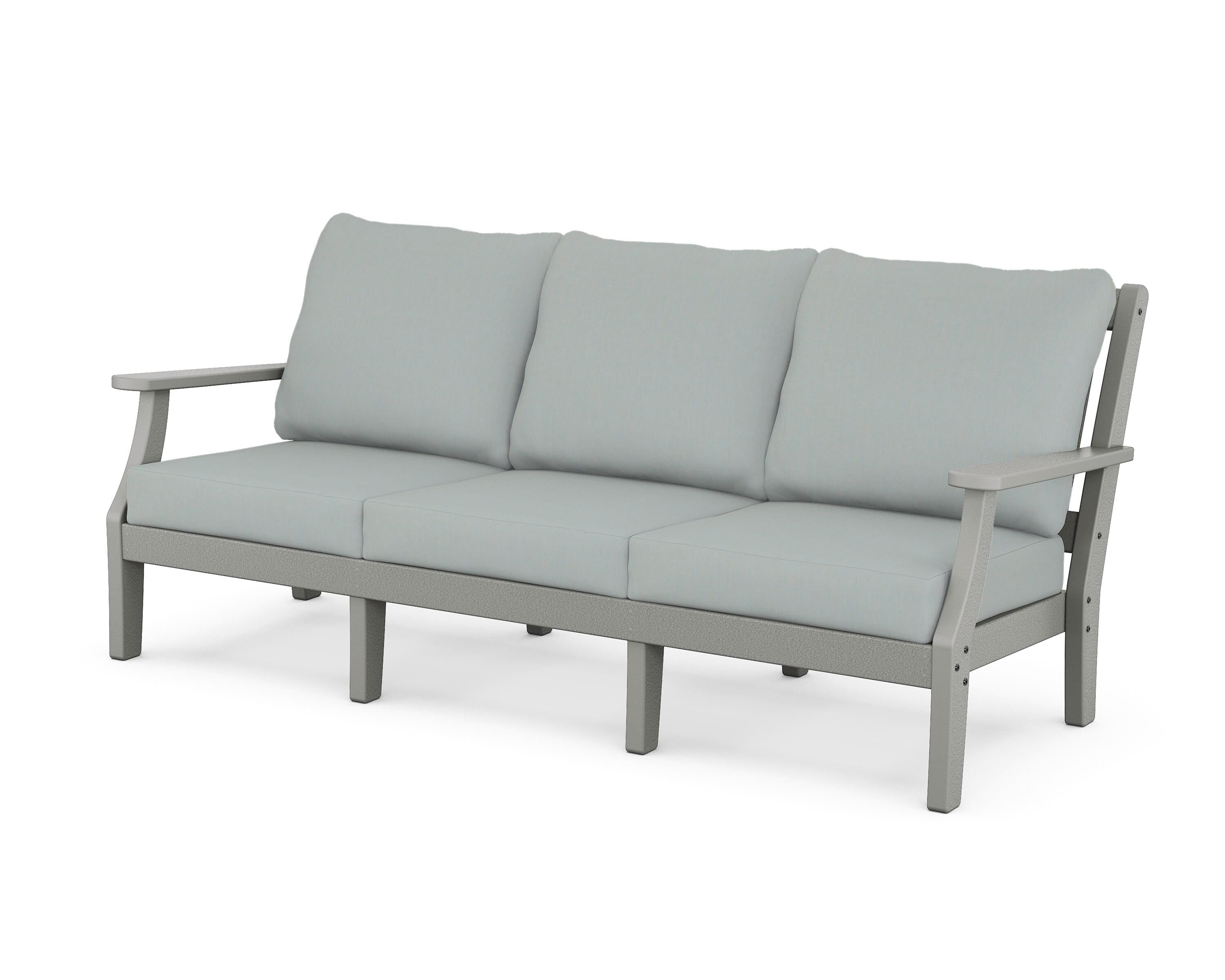 Martha Stewart by POLYWOOD® Chinoiserie Deep Seating Sofa in Slate Grey / Spa