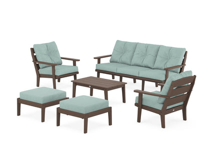 POLYWOOD® Lakeside 6-Piece Lounge Sofa Set in Mahogany / Glacier Spa