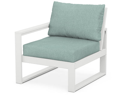 POLYWOOD® EDGE Modular Left Arm Chair in White / Glacier Spa