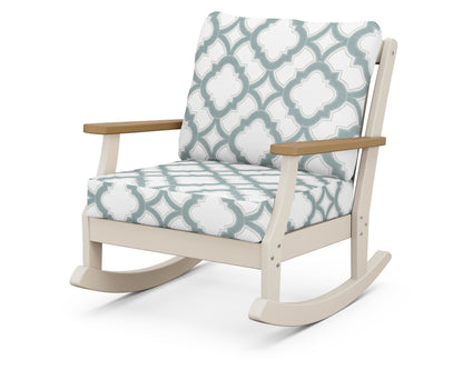 POLYWOOD® Braxton Deep Seating Rocking Chair in Sand / Natural / Trellis Glacier Spa