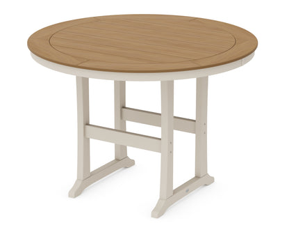 POLYWOOD® Nautical Trestle 60" Round Bar Table in Sand / Natural
