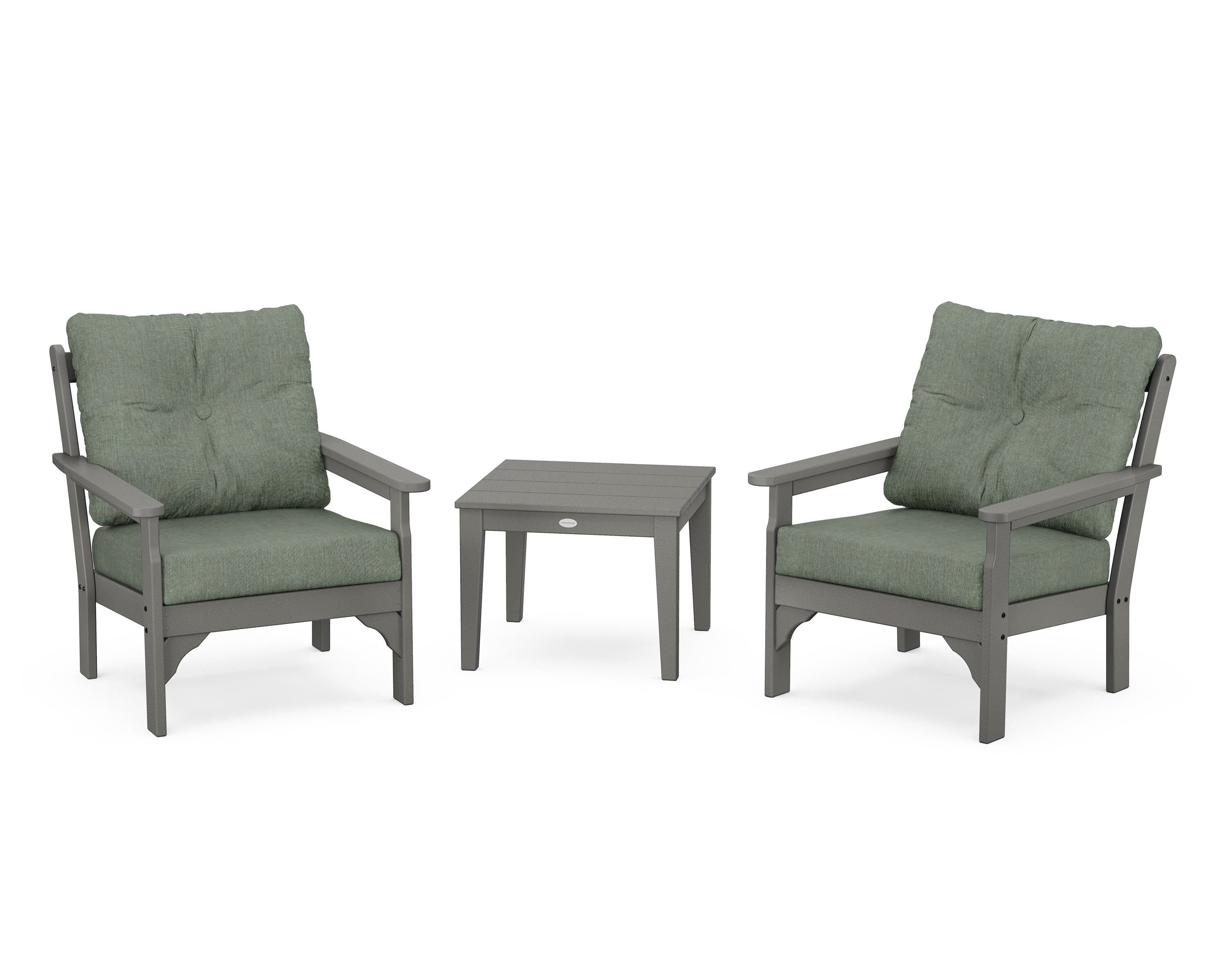 POLYWOOD® Vineyard 3-Piece Deep Seating Set in Slate Grey / Cast Sage